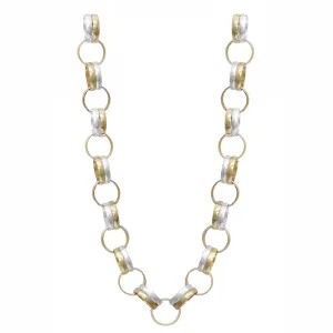30cm CHUNKY SILVER GOLD RING NECKLACE
