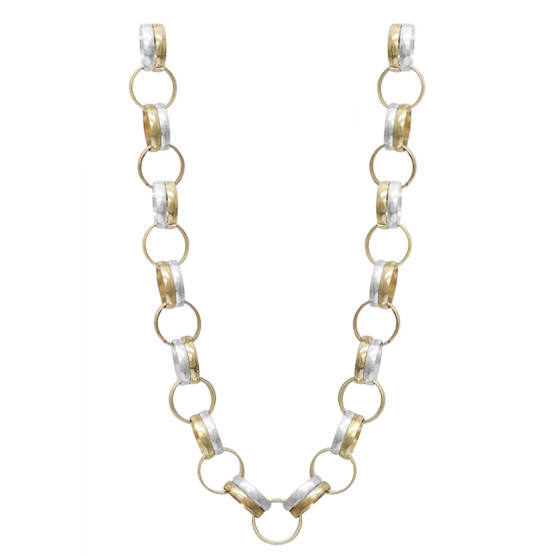30cm CHUNKY SILVER GOLD RING NECKLACE