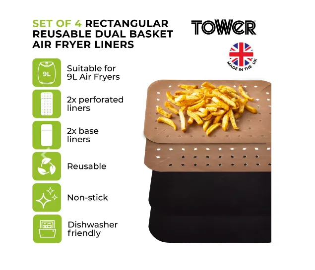4 Pk 9L Dual Air Fryer Liners