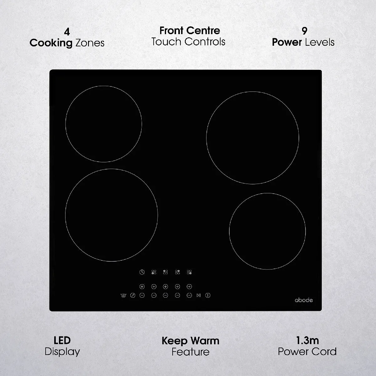Abode A60EH301B 60cm 4 Zone Electric Hob in Black