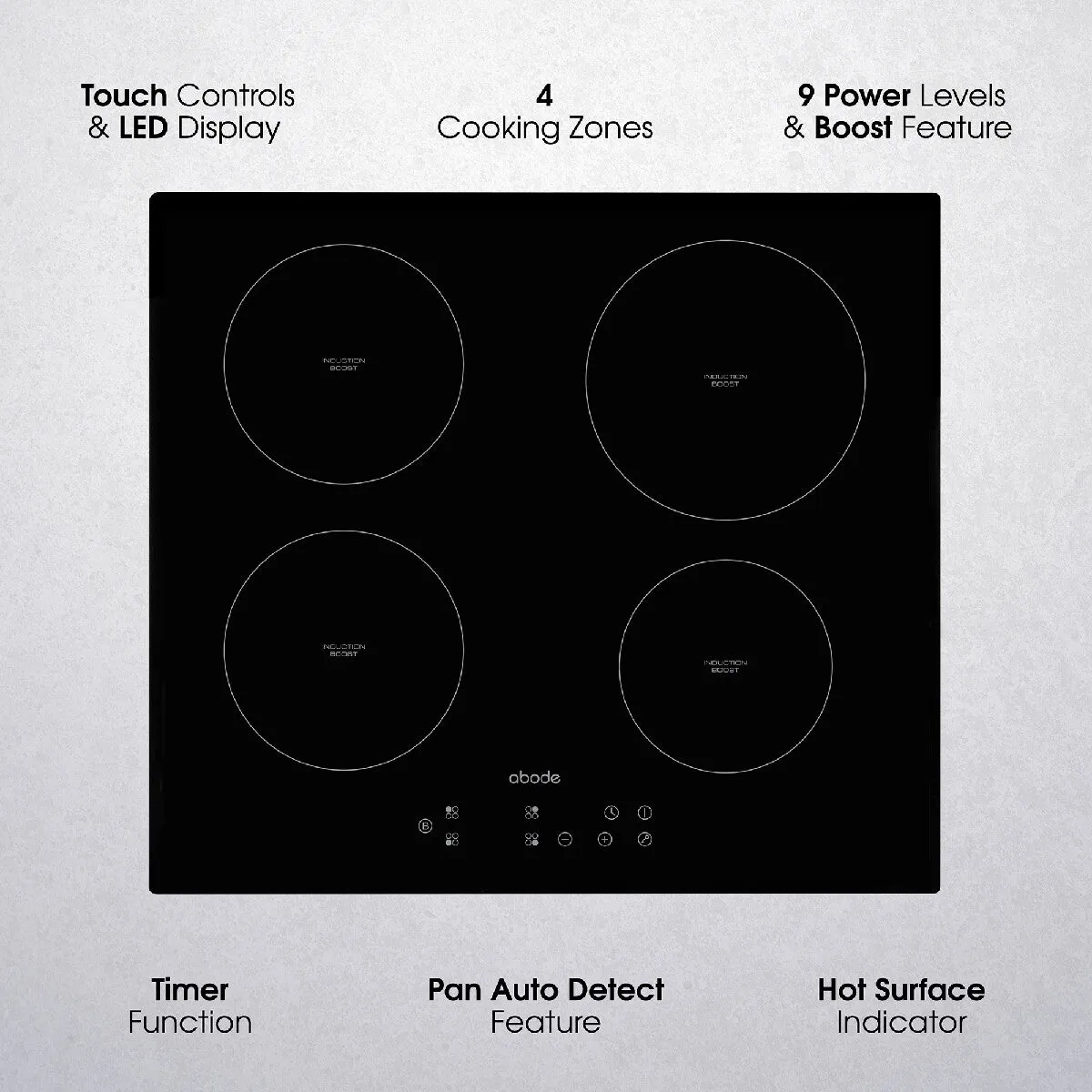 Abode A60IH301B, 60cm Integrated Induction Hob in Black