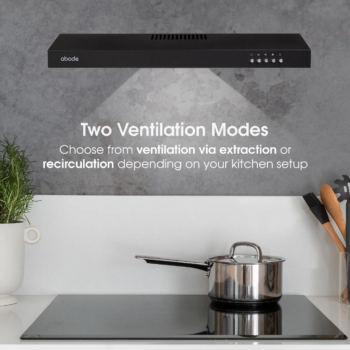 Abode A60VSRCH0B1B 60cm Manual Visor Cooker Hood in Black