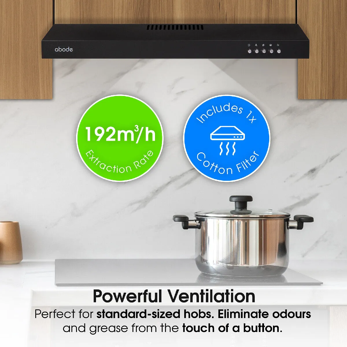 Abode A60VSRCH0B1B 60cm Manual Visor Cooker Hood in Black