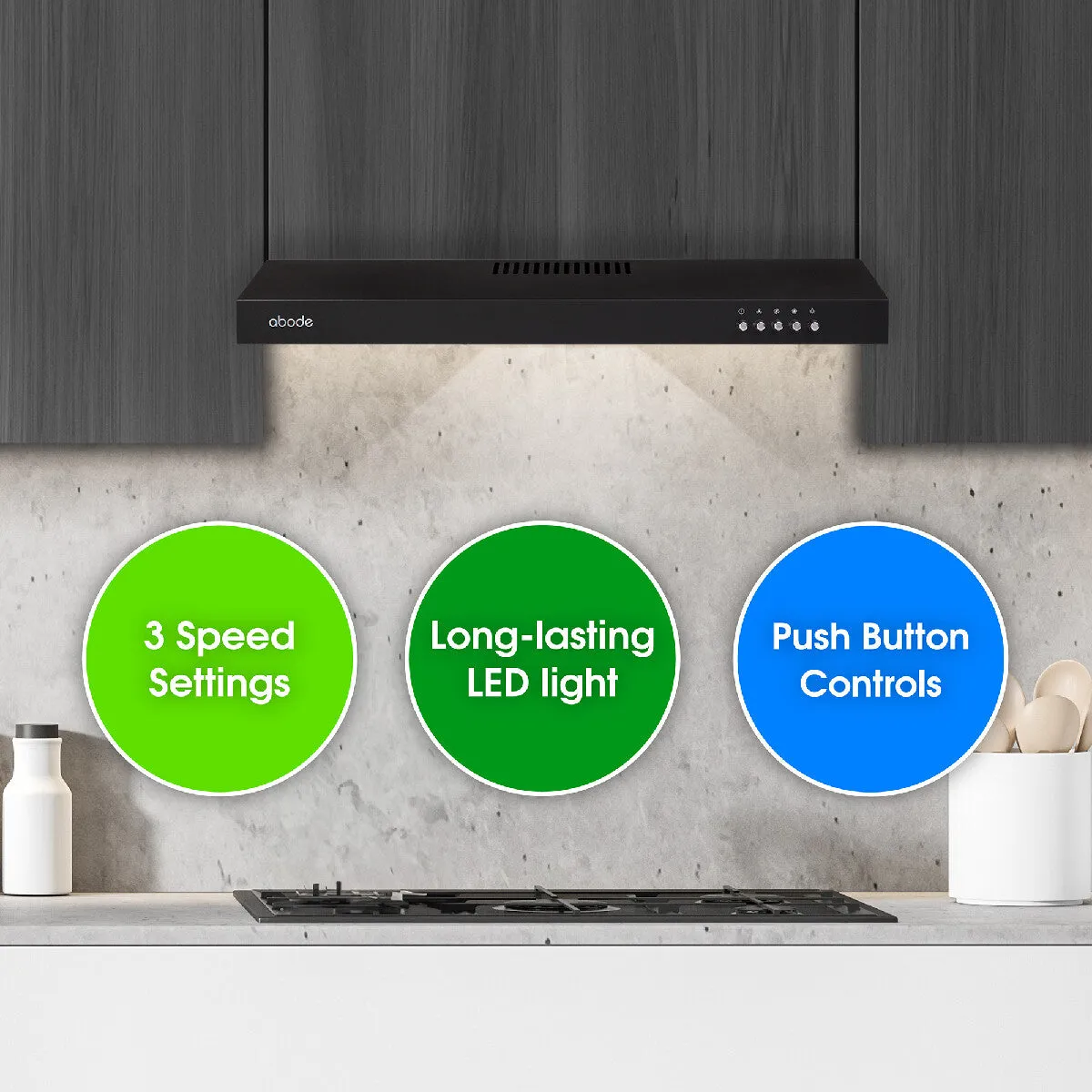 Abode A60VSRCH0B1B 60cm Manual Visor Cooker Hood in Black