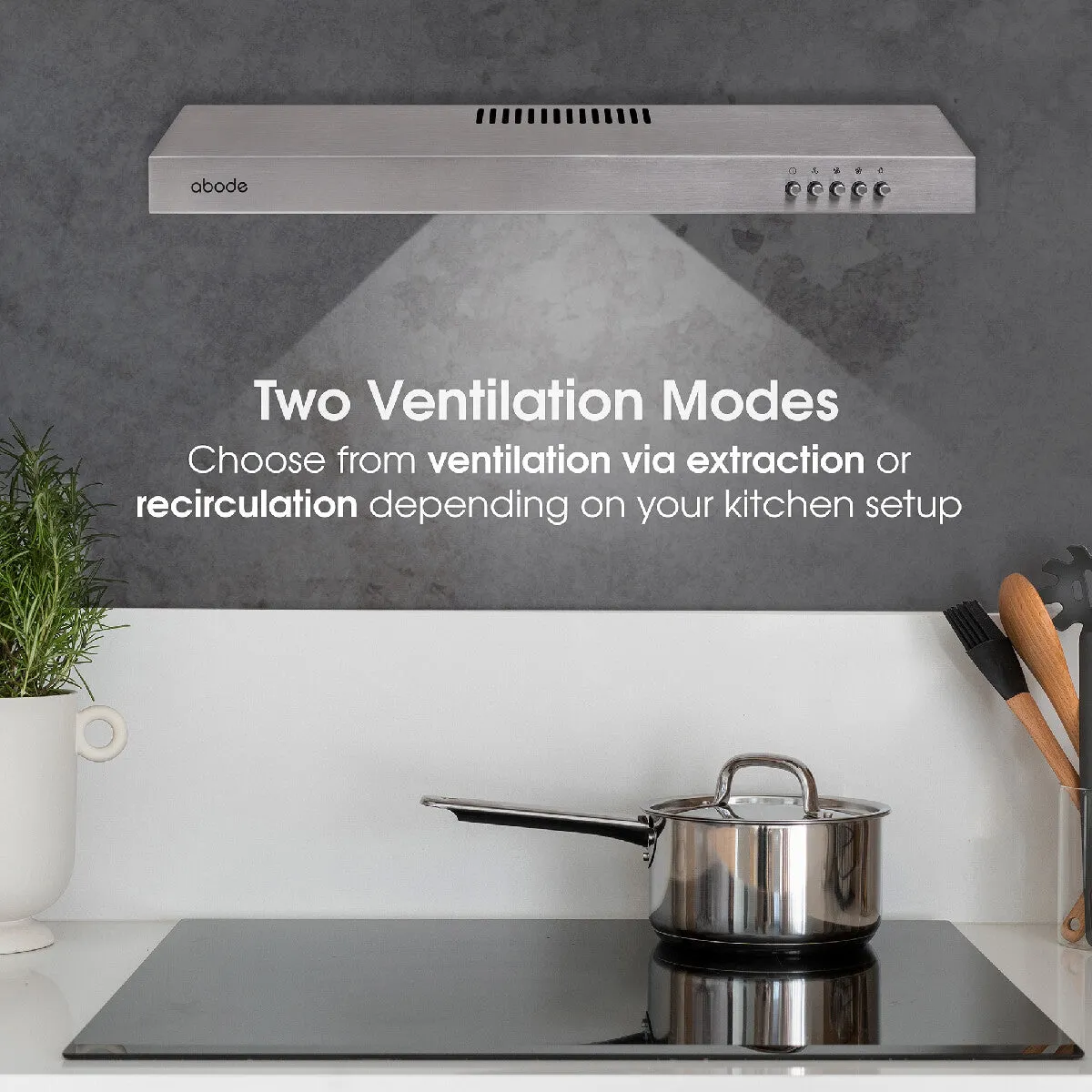 Abode A60VSRCH0B1SS 60cm Manual Visor Cooker Hood in Stainless Steel