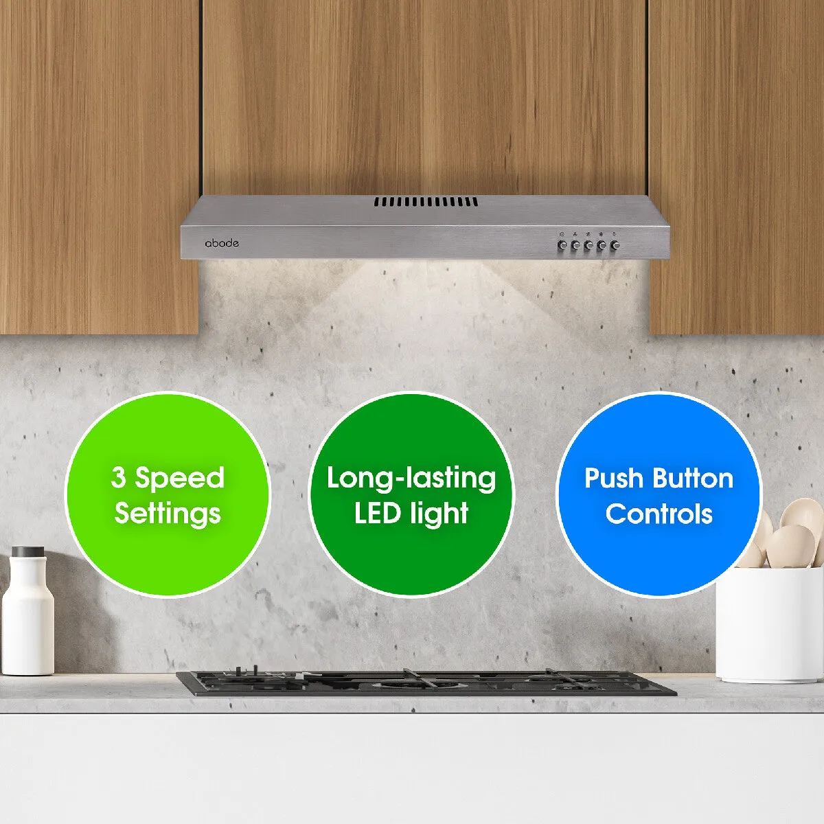 Abode A60VSRCH0B1SS 60cm Manual Visor Cooker Hood in Stainless Steel