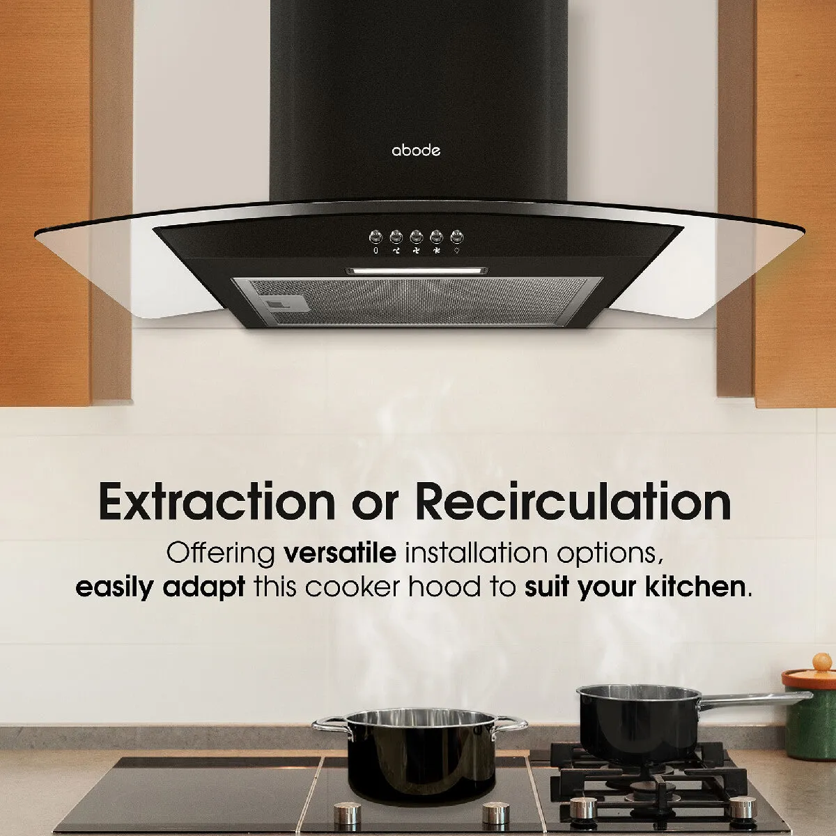 Abode AGCH6031B 60cm Curved Glass Cooker Hood - Black