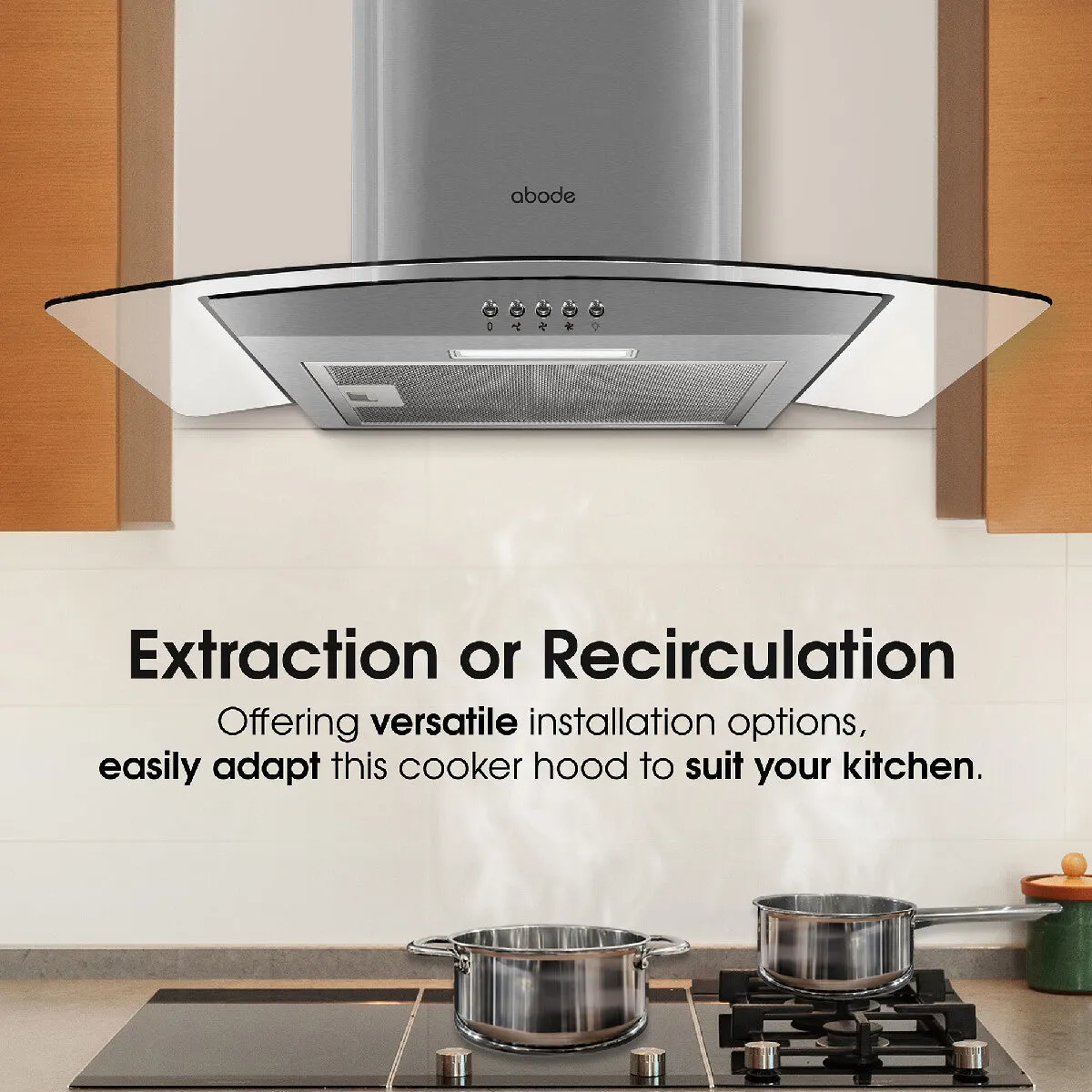 Abode AGCH6031SS 60cm Curved Glass Cooker Hood - Stainless Steel