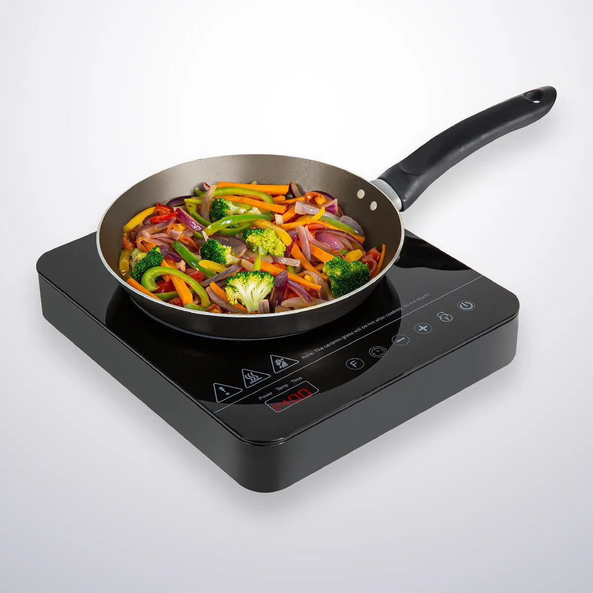 Abode AINDH1001 Portable Single Induction Hob, Digital Touch Control 2kW - Black