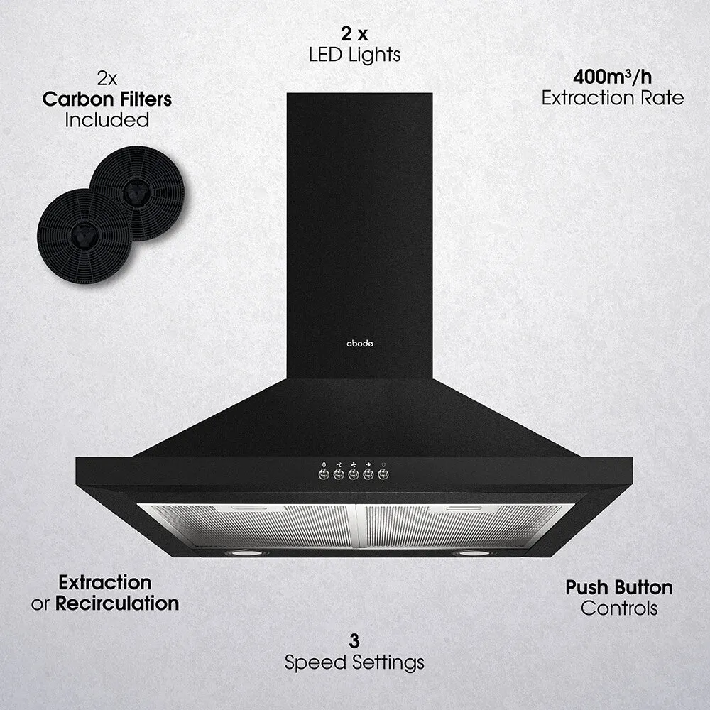 Abode ASCH6031B 60cm Chimney Cooker Hood - Black