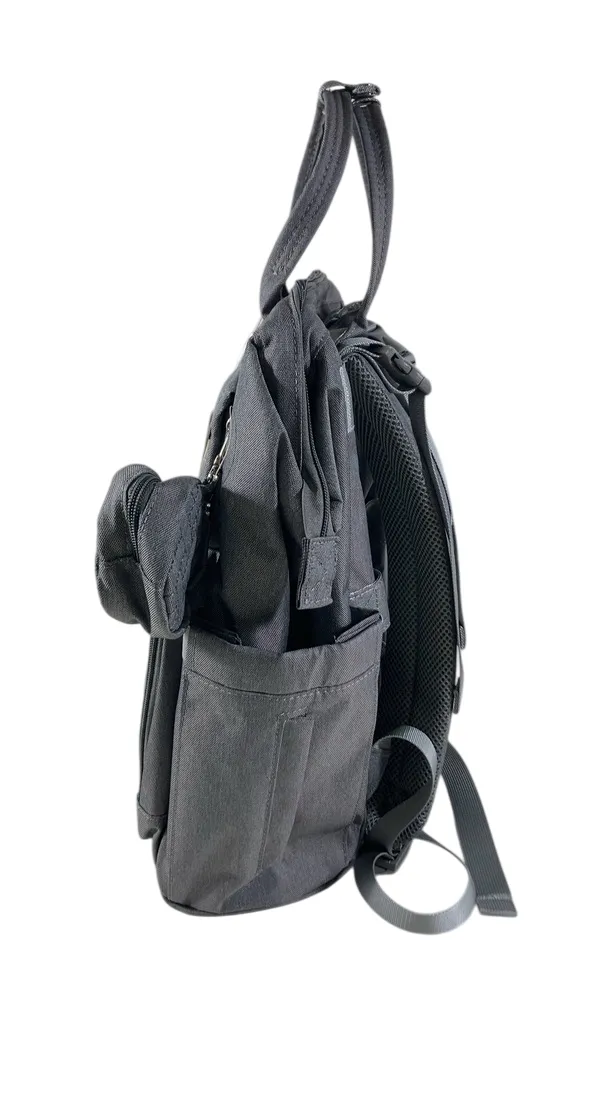BabbleRoo Diaper Bag Backpack, Dark Gray, Wide Top