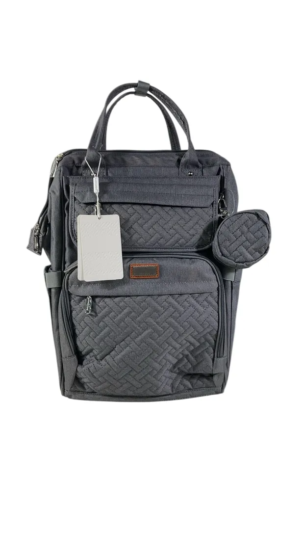 BabbleRoo Diaper Bag Backpack, Dark Gray, Wide Top