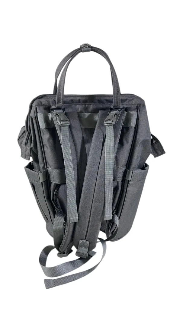 BabbleRoo Diaper Bag Backpack, Dark Gray, Wide Top