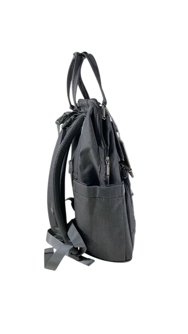 BabbleRoo Diaper Bag Backpack, Dark Gray, Wide Top