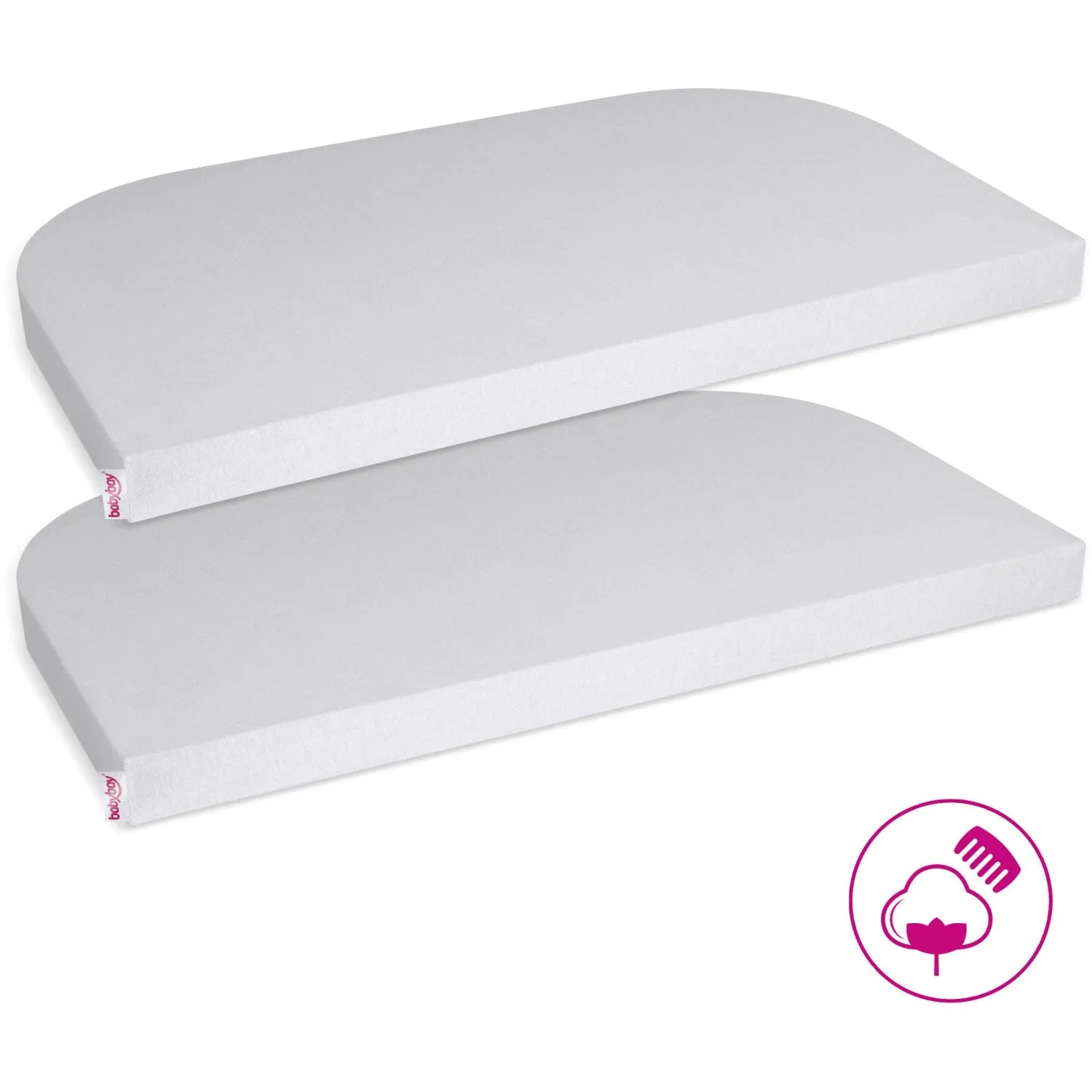 babybay® Soft Grey Jersey Cover Deluxe Sheet 2-Pack Maxi, Midi, Boxspring, Comfort And Comfort Plus