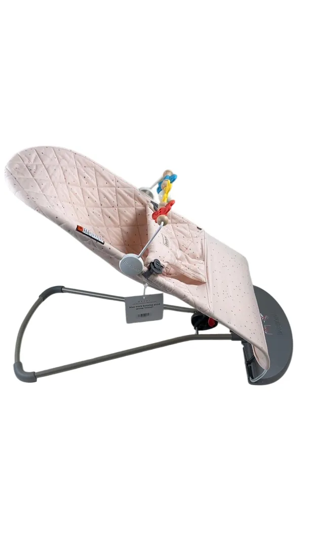 BabyBjorn Bouncer Bliss Bundle With Toy Bar, Flying Friends, Dark Gray Frame, Pink with Dots