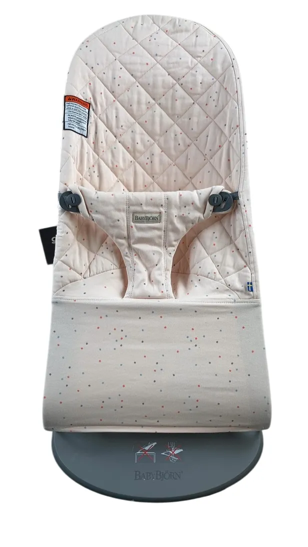 BabyBjorn Bouncer Bliss Bundle With Toy Bar, Flying Friends, Dark Gray Frame, Pink with Dots