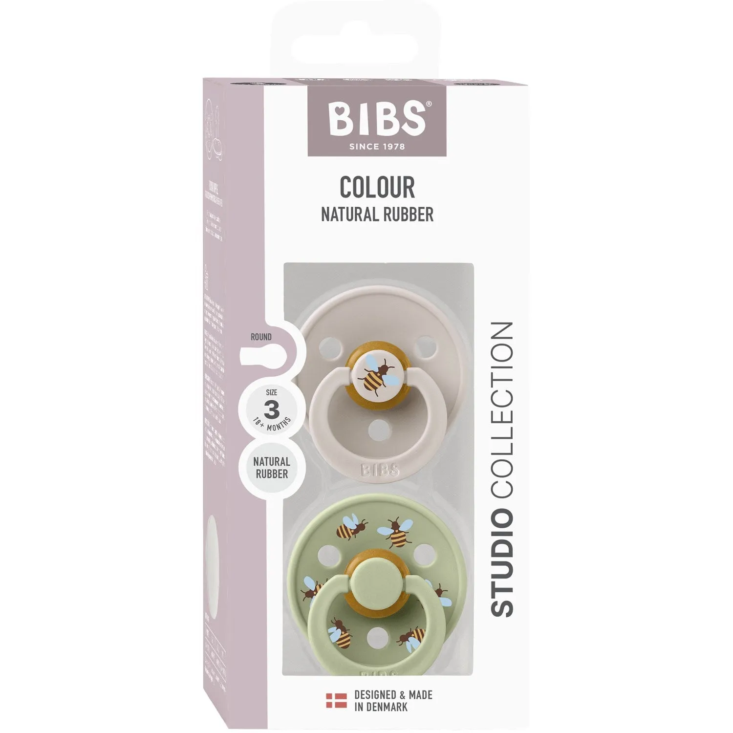 Bibs Mushroom Mix Pacifier Studio Colour Bumblebee Latex 2-Pack