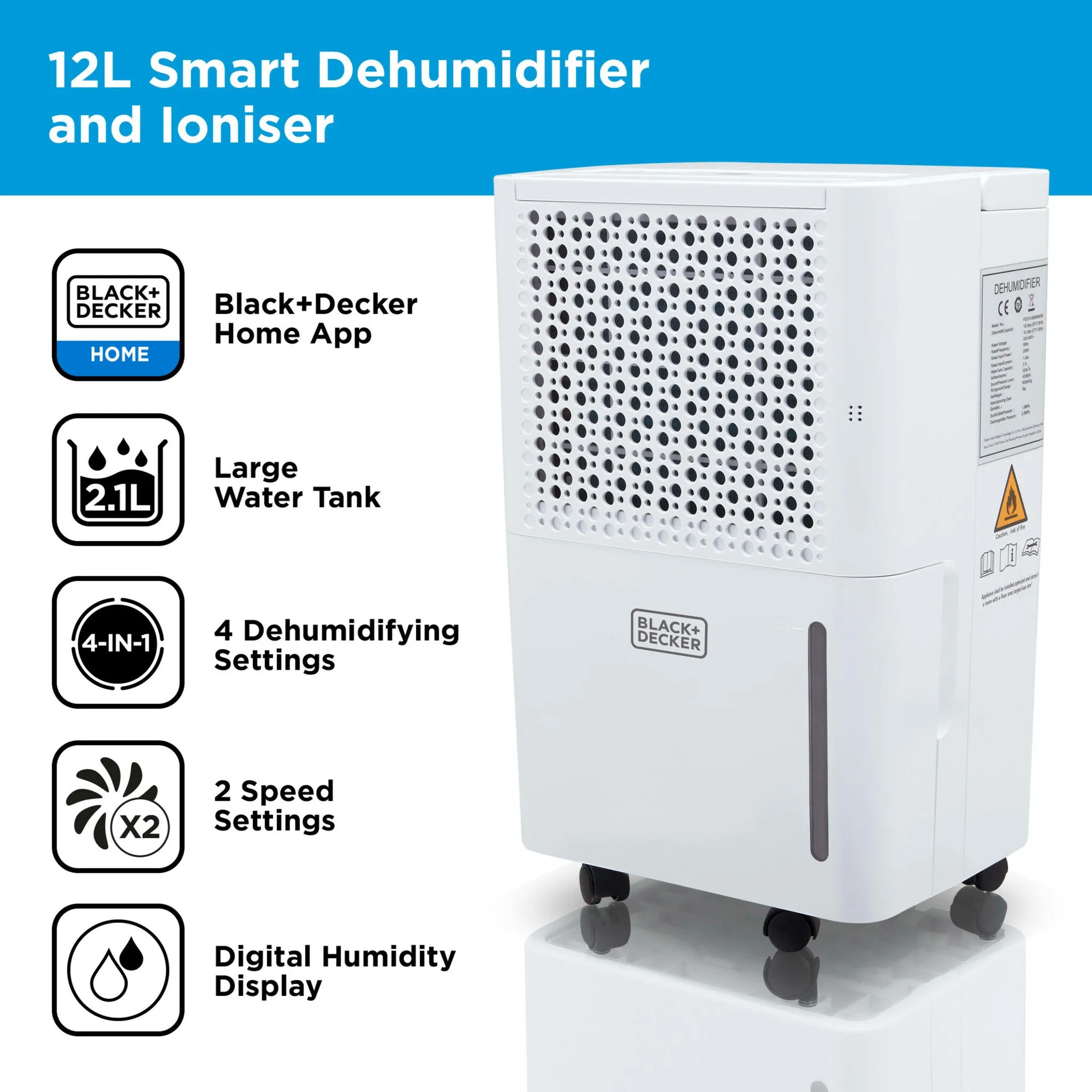 Black & Decker BXEH60016GB 12L Smart Dehumidifier