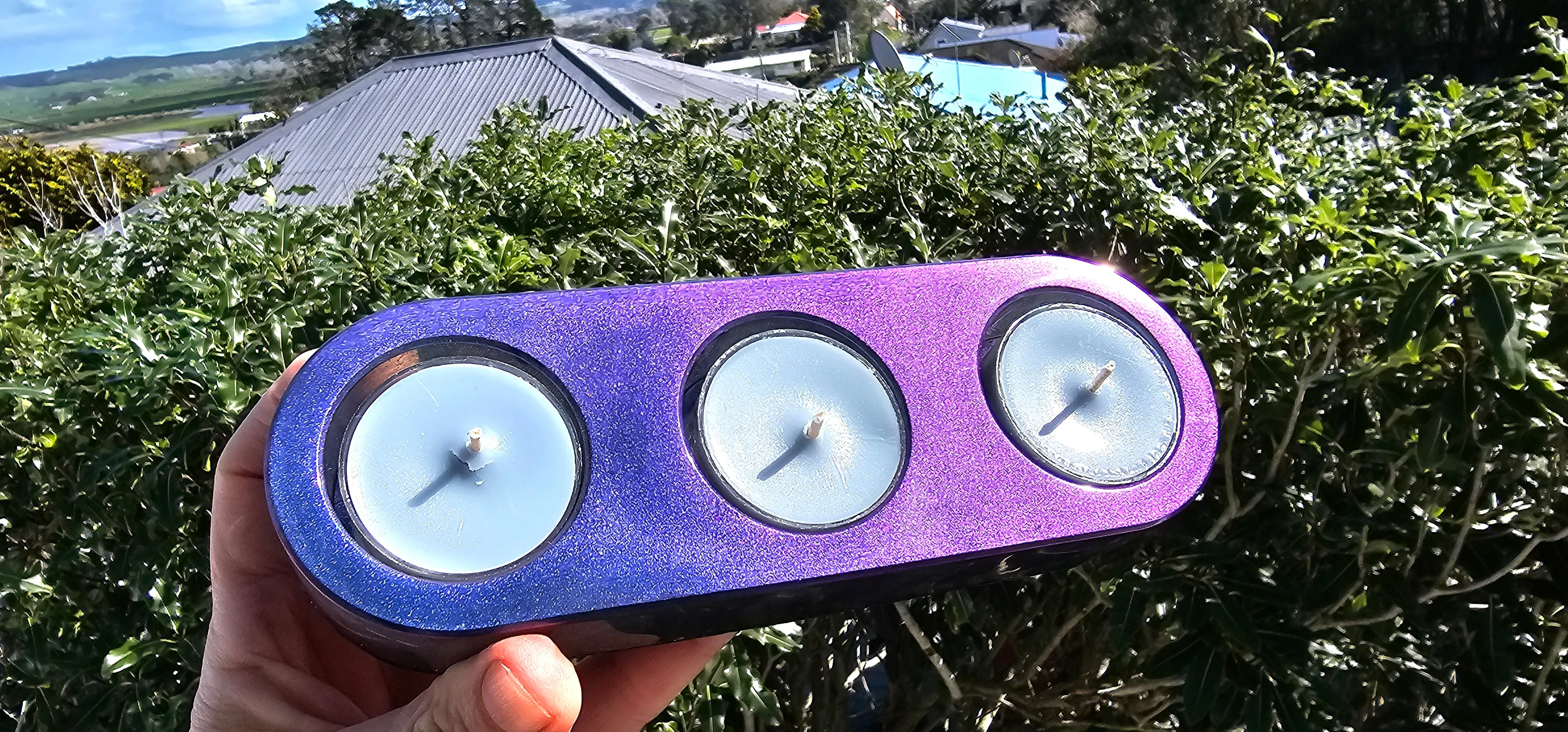 BLUE/PURPLE HANDMADE TEA LIGHT CANDLE HOLDER