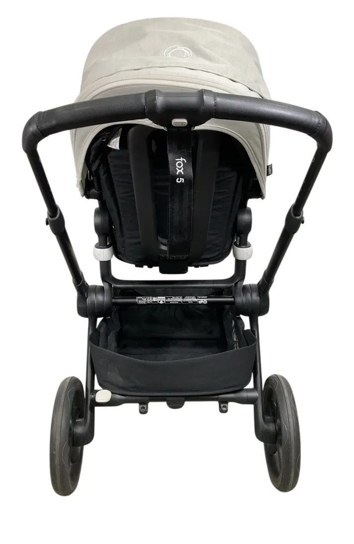 Bugaboo Fox 5 Stroller, 2022, Black Frame, Misty White - Midnight Black