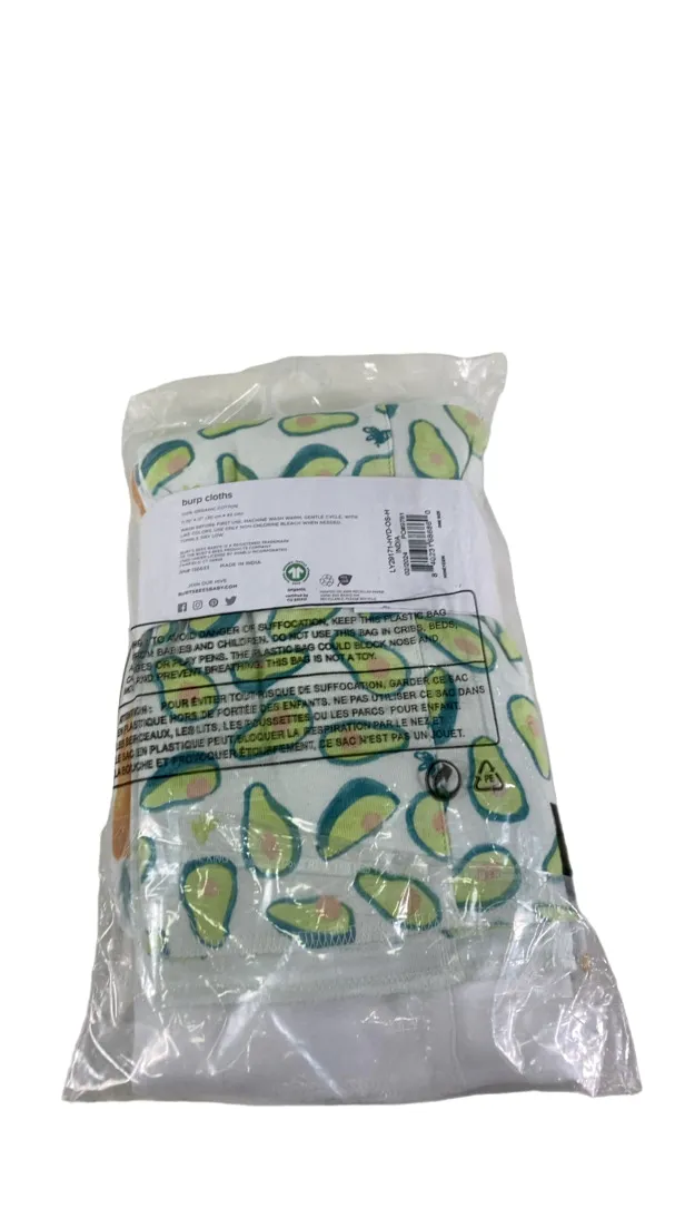 Burt's Bees Baby Burp Cloths 5-Pack, Carrots & Avocados