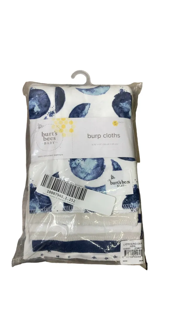 Burt's Bees Baby Organic Cotton Burp Cloths 5 Pack, Hello Moon!