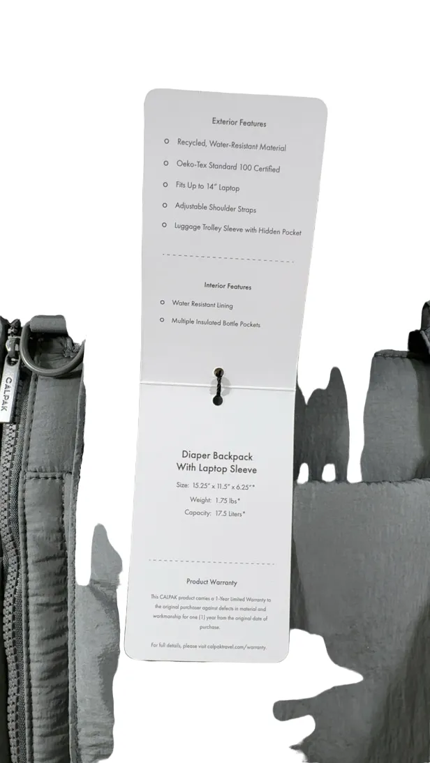 Calpak Diaper Backpack with Laptop Sleeve, Slate