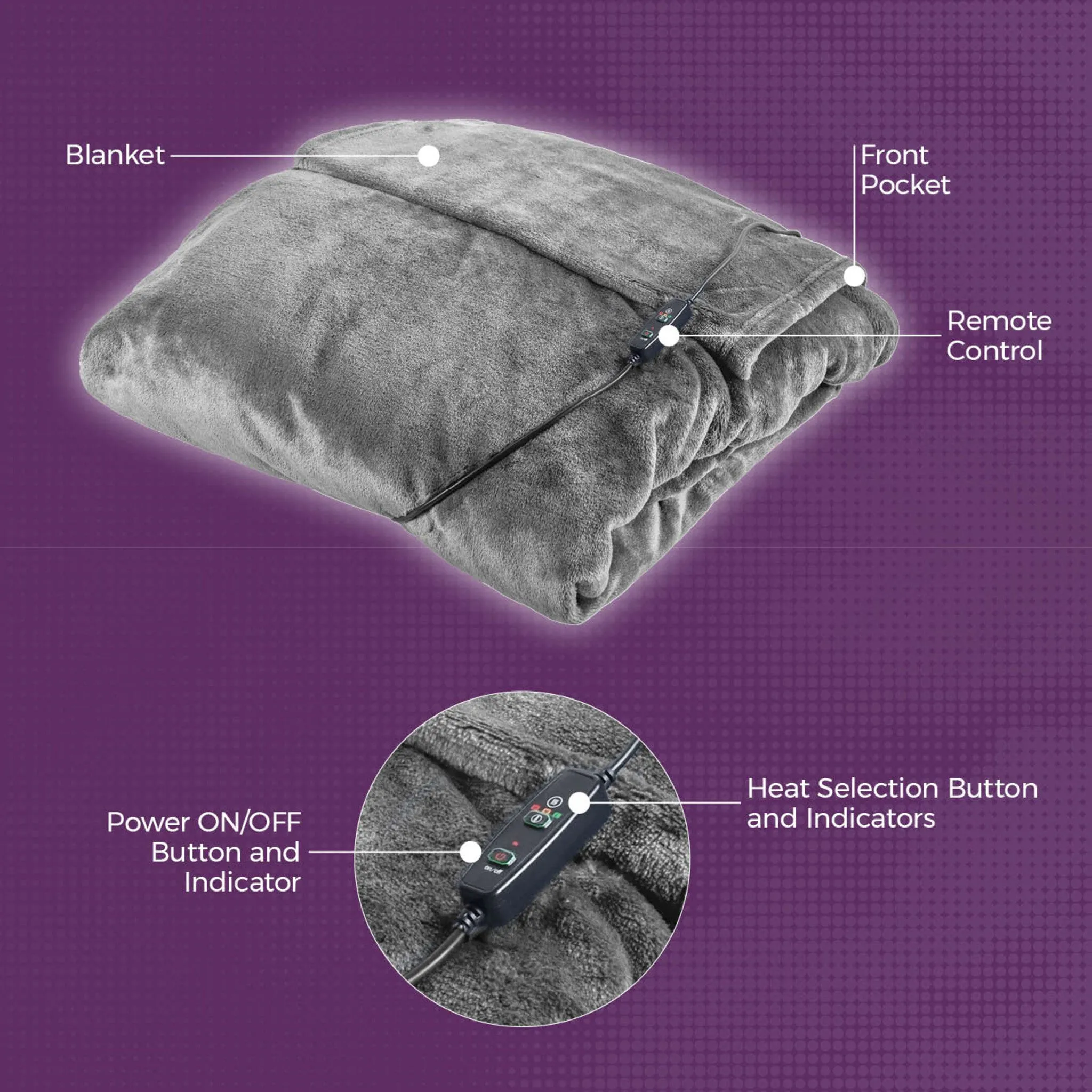 Carmen C81149GRY Heated Wearable Blanket