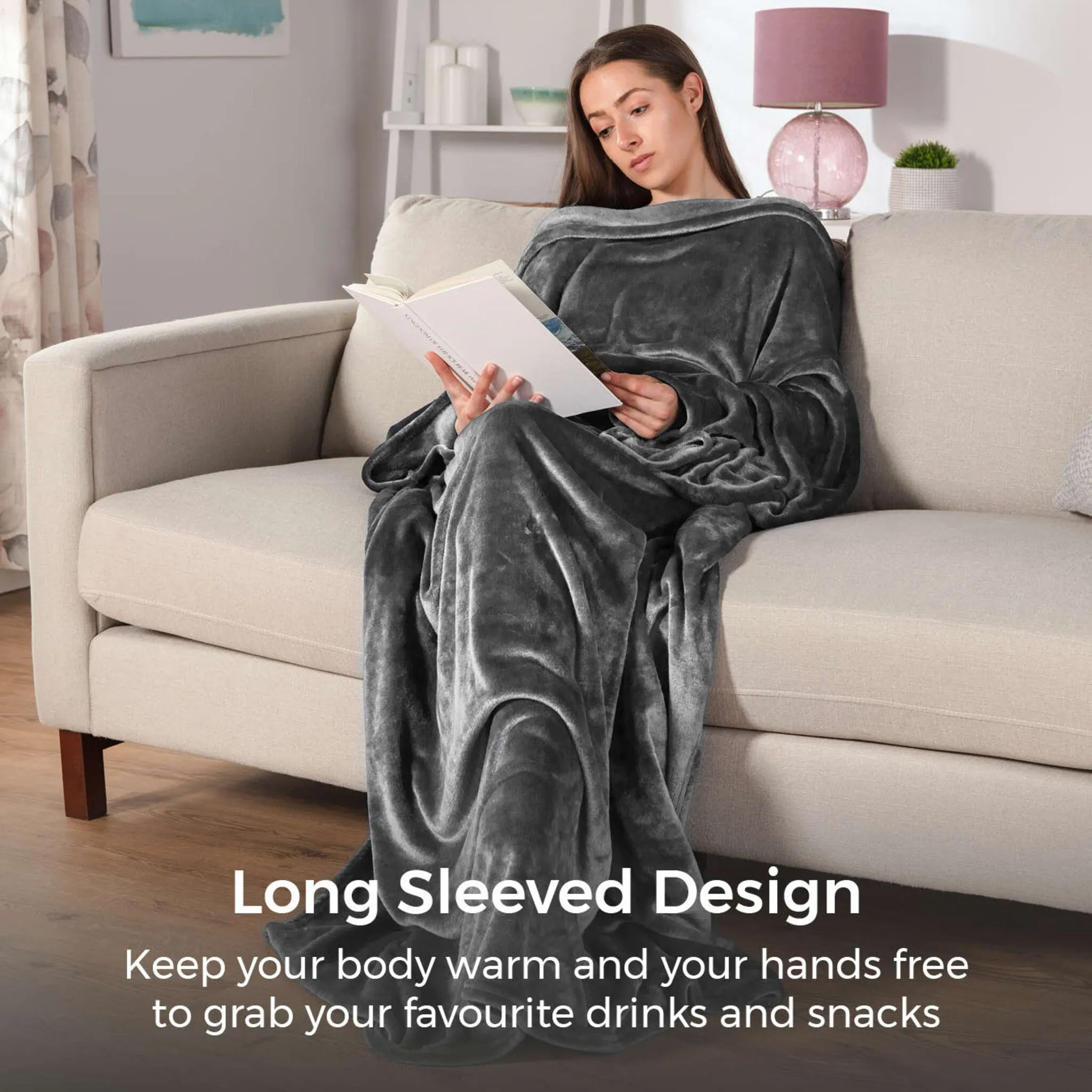Carmen C81149GRY Heated Wearable Blanket