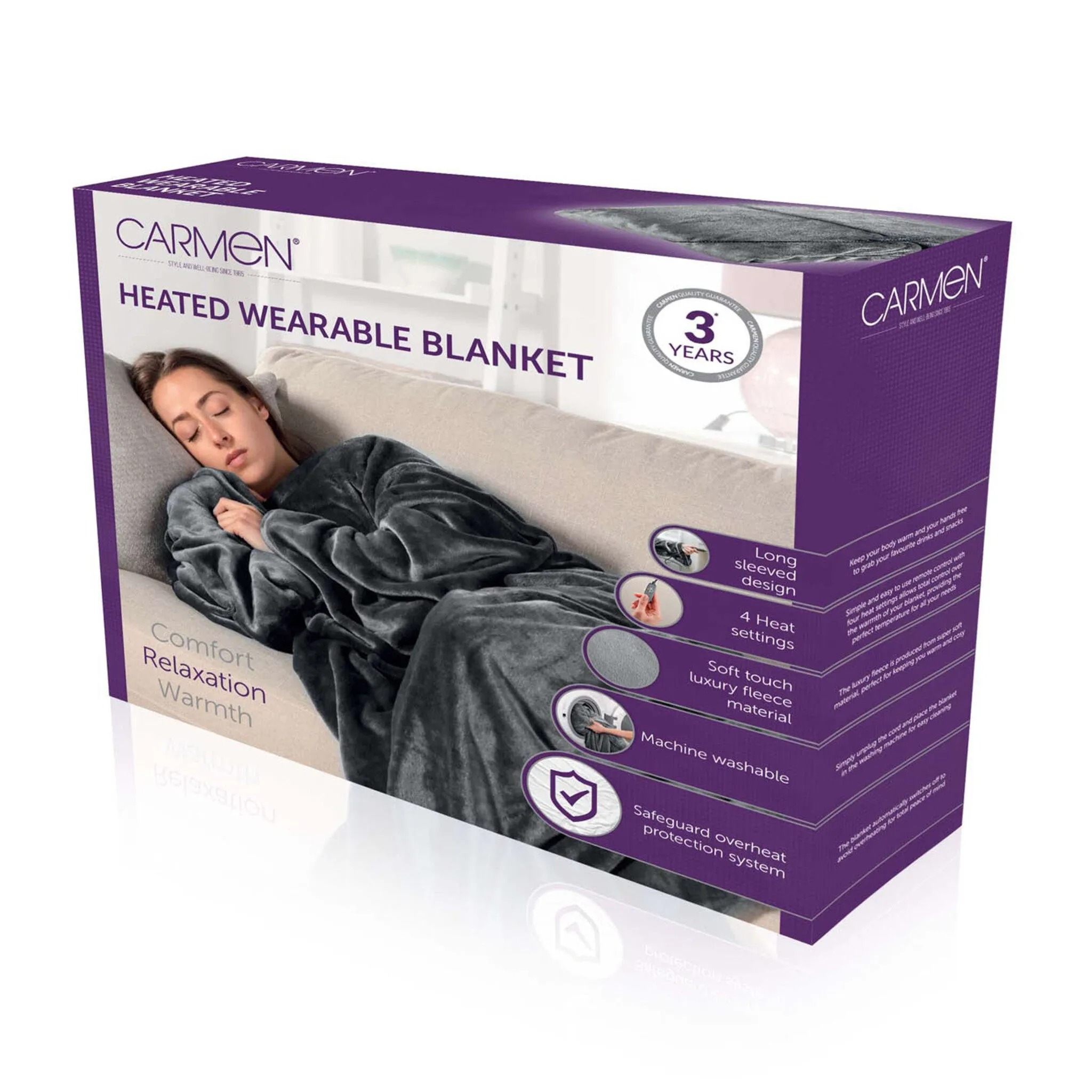 Carmen C81149GRY Heated Wearable Blanket