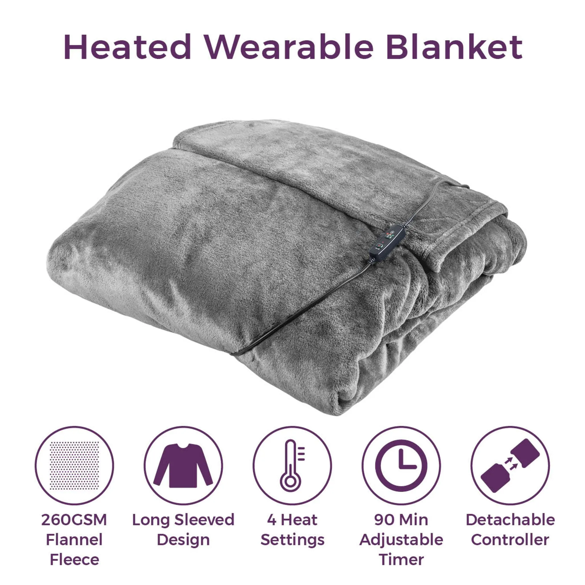 Carmen C81149GRY Heated Wearable Blanket