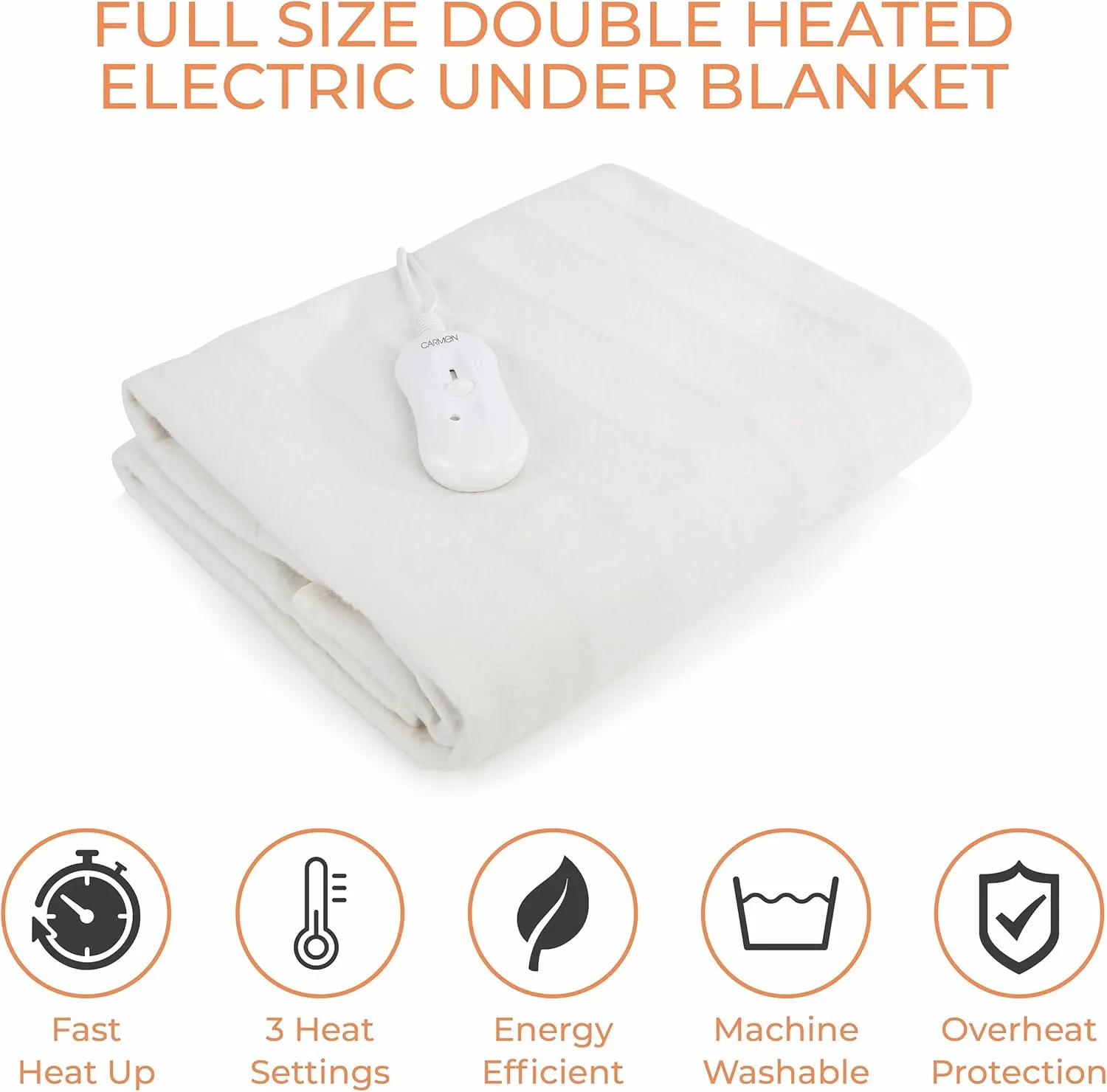 Carmen C81196 Double Heated Under Blanket with Overheat Protection