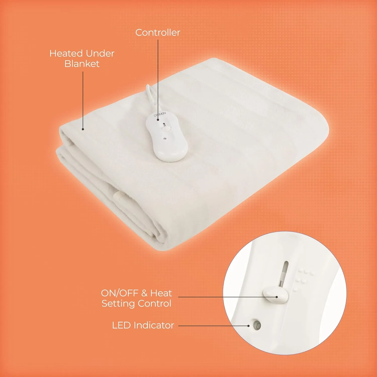 Carmen C81196 Double Heated Under Blanket with Overheat Protection