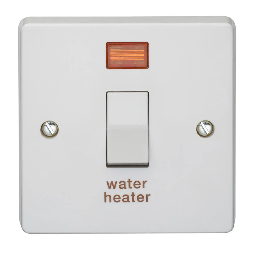 Crabtree Capital 4015/31 20A Dp Switch & Neon Printed 'Water Heater' Crabtree Capital