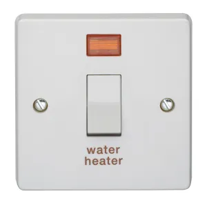 Crabtree Capital 4015/31 20A Dp Switch & Neon Printed 'Water Heater' Crabtree Capital