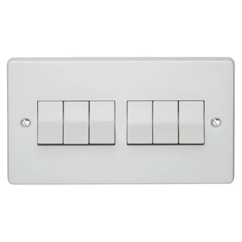 Crabtree Capital 4176 10Ax 6 Gang 2 Way Switch
