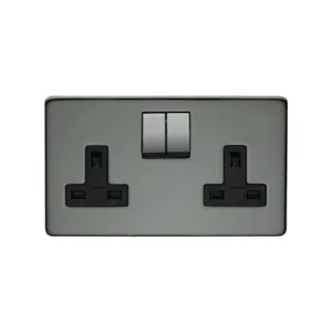 Crabtree Platinum 7316-BKN 2 Gang Socket Black Nickel