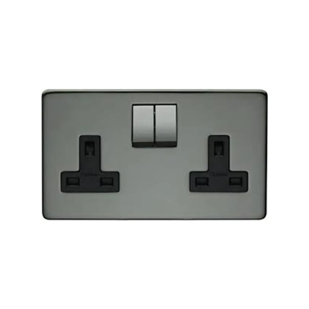 Crabtree Platinum 7316-BKN 2 Gang Socket Black Nickel