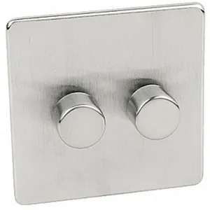 Crabtree Platinum 7400-D2-SC 2 Gang Dimmer Satin Chrome