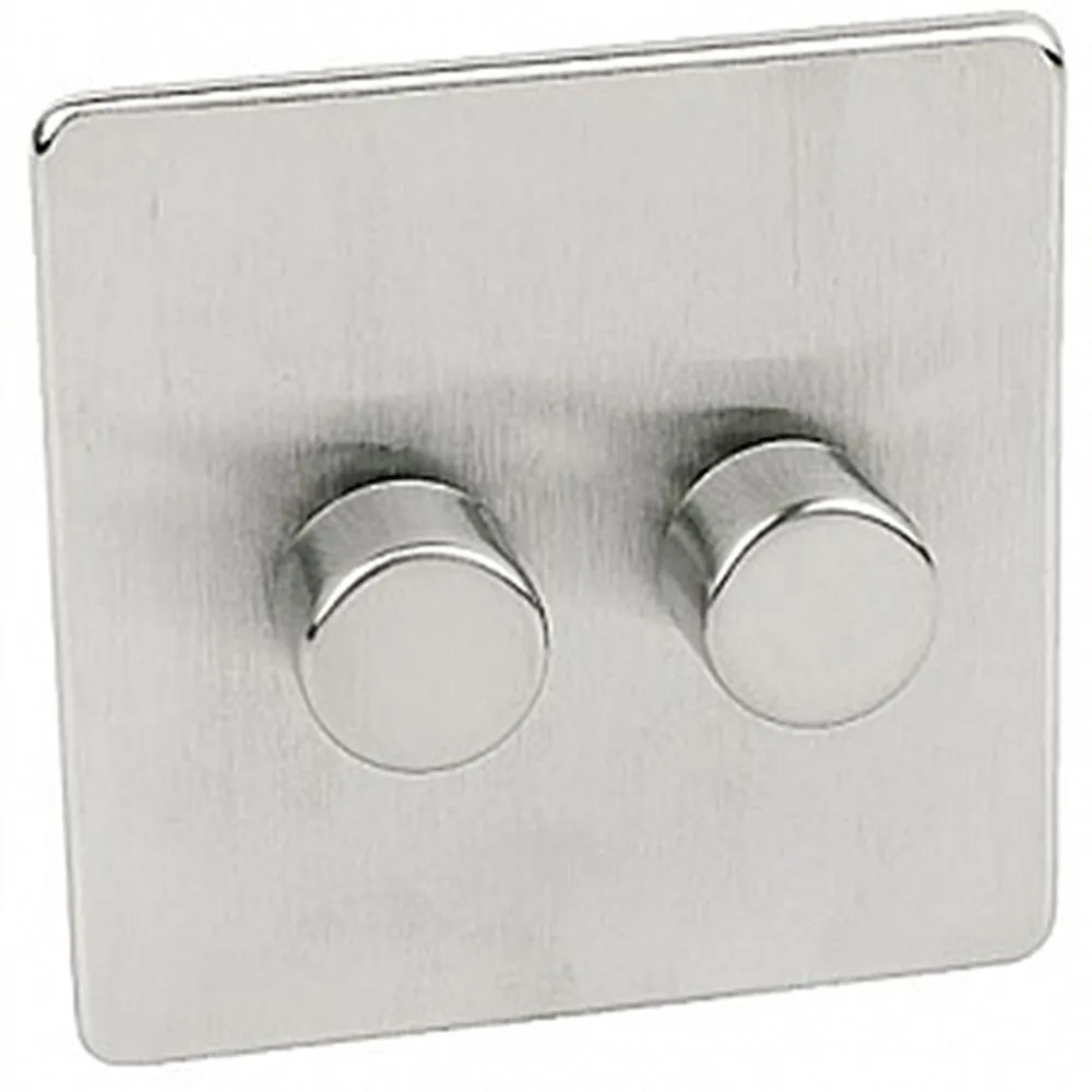 Crabtree Platinum 7400-D2-SC 2 Gang Dimmer Satin Chrome