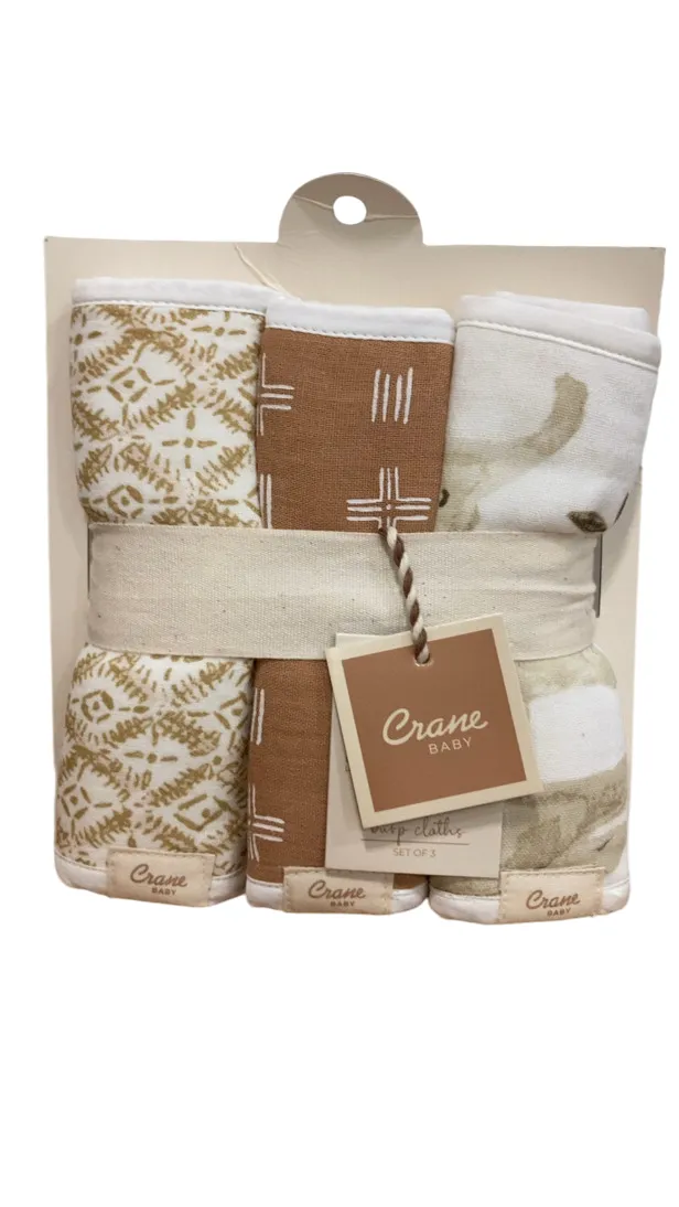 Crane Baby Cotton Muslin Burp Cloth Set, Kendi
