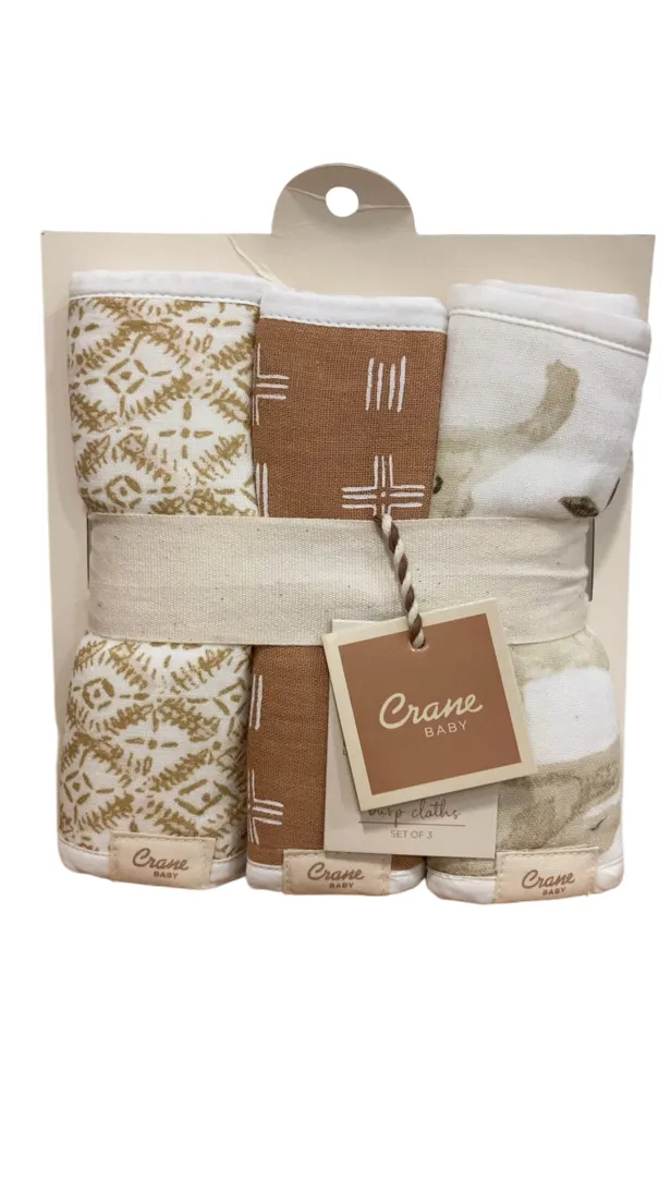 Crane Baby Cotton Muslin Burp Cloth Set, Kendi