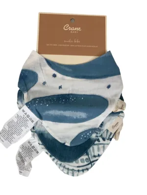 Crane Baby Muslin 3 Piece Bib Set, Caspian