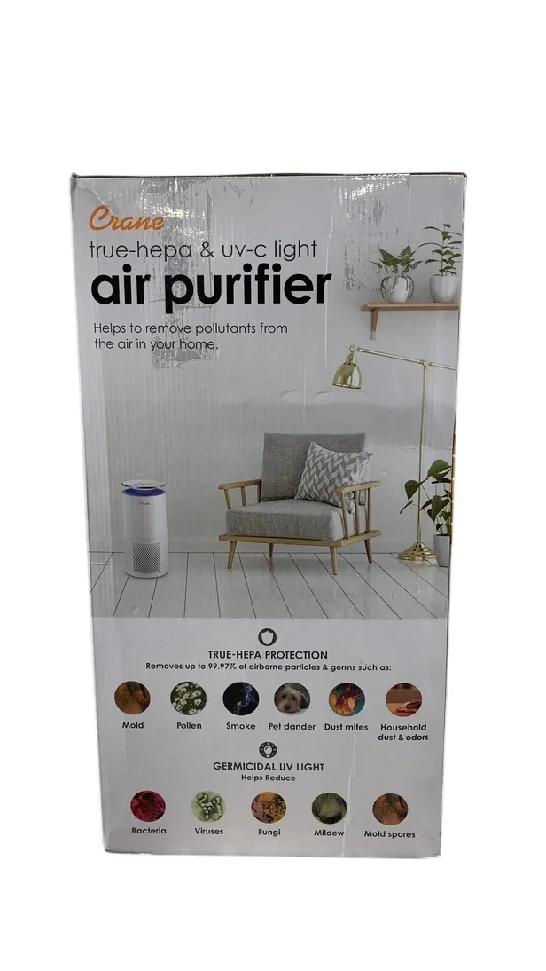 Crane True HEPA Tower Air Purifier with UV Light