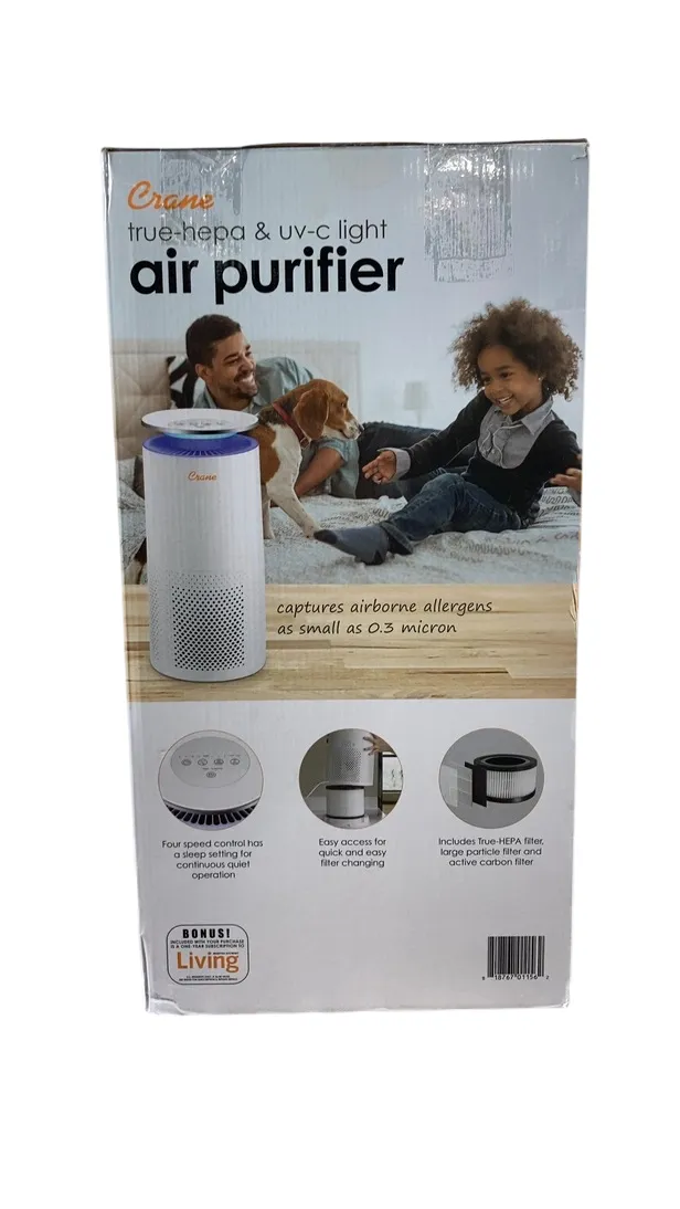 Crane True HEPA Tower Air Purifier with UV Light