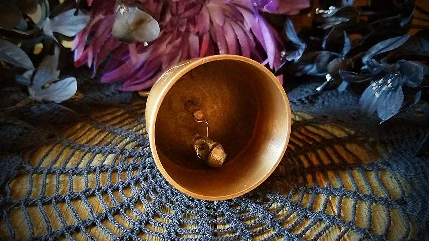 Crescent Moon Brass Altar Bell