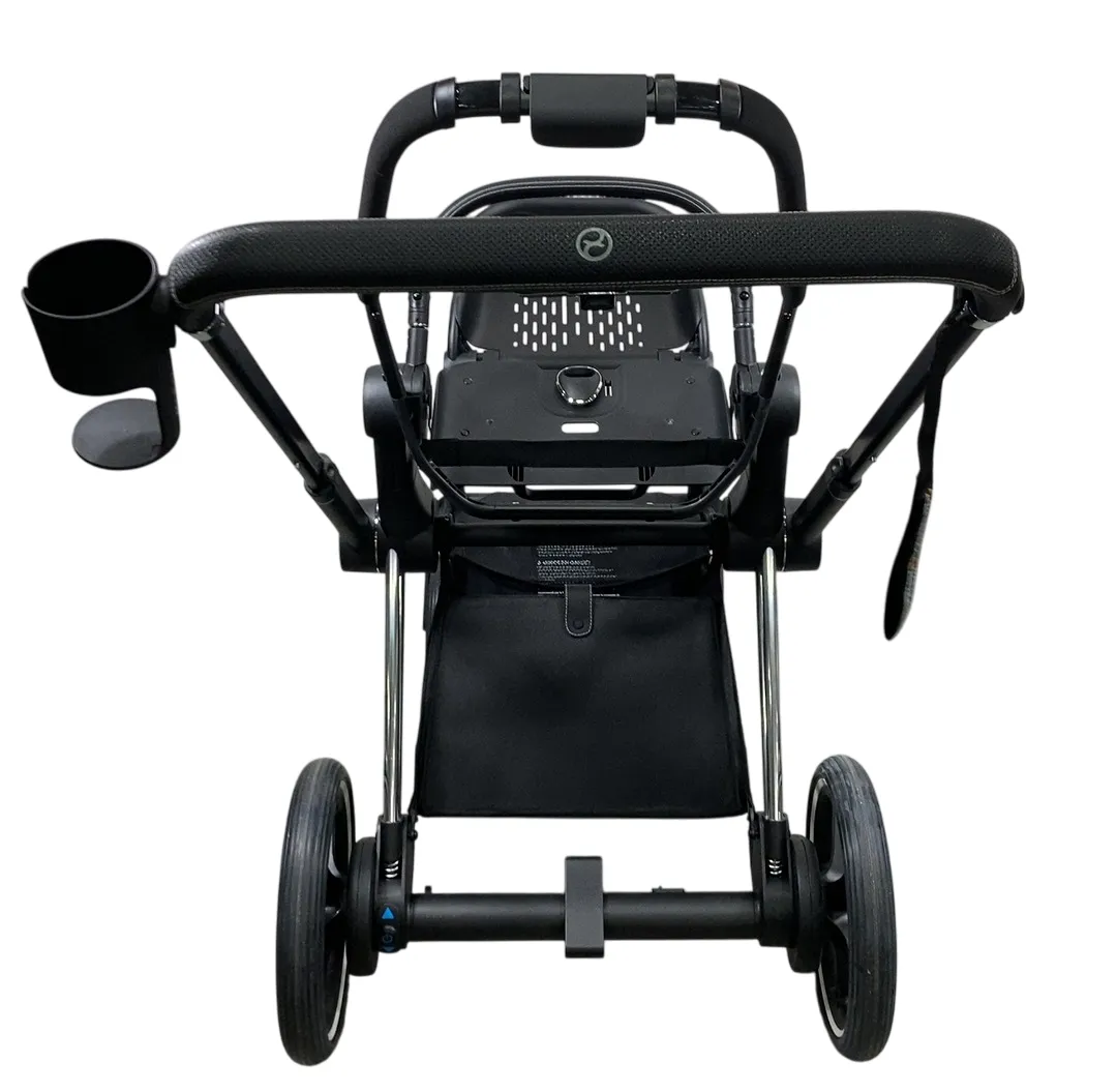 Cybex E-PRIAM Stroller Frame Only, 2022, Chrome With Black Details, with Battery