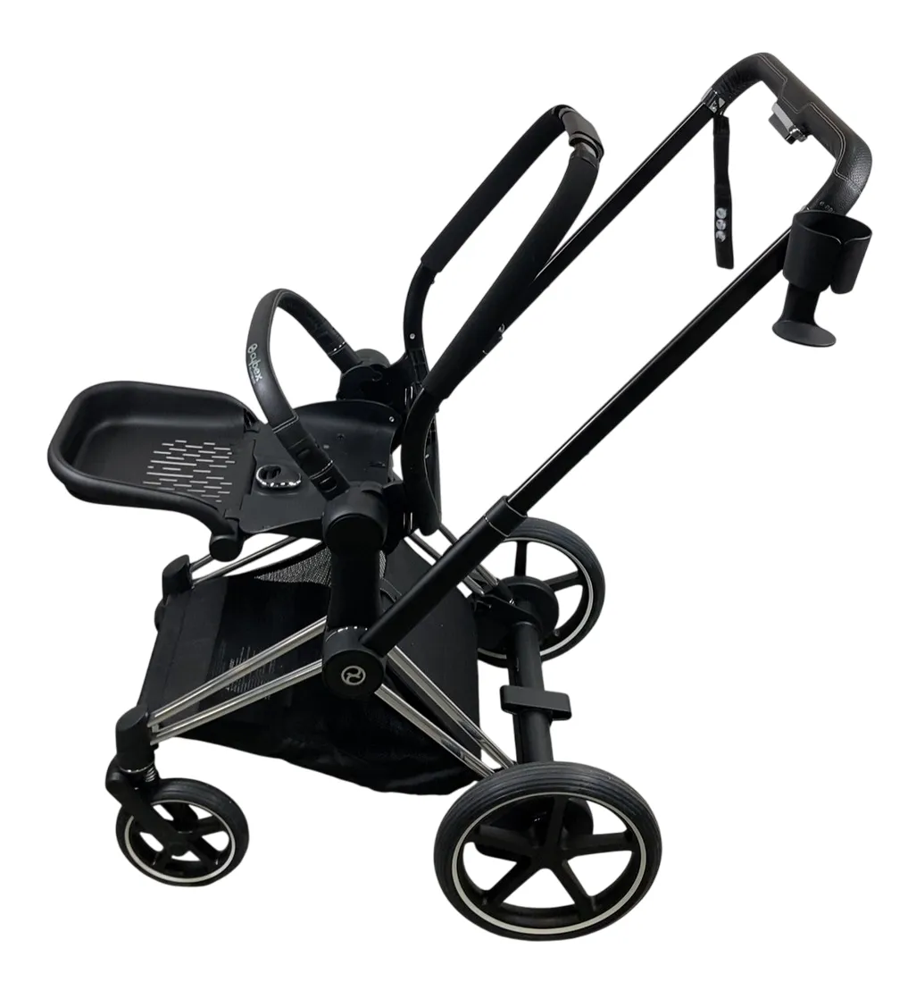 Cybex E-PRIAM Stroller Frame Only, 2022, Chrome With Black Details, with Battery