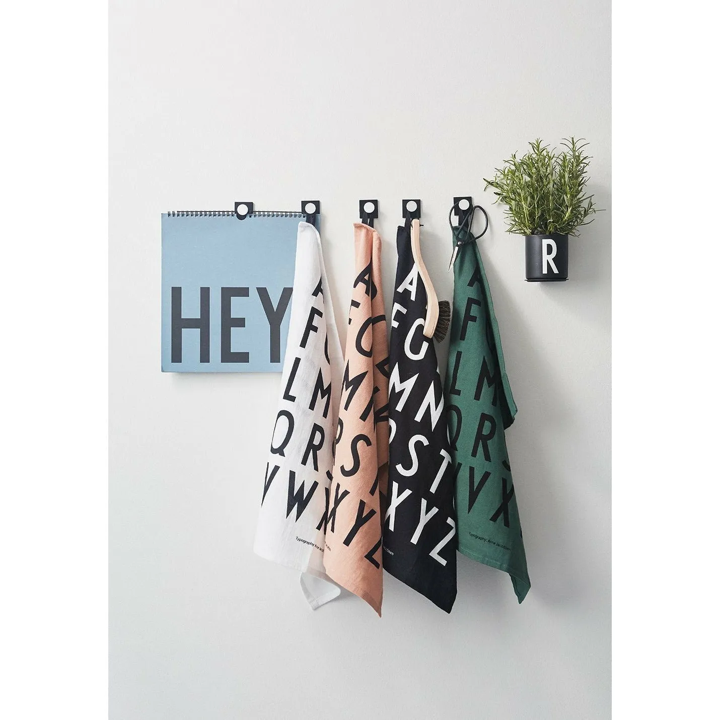 Design Letters Aj Tea Towel, Black, 2 P Cs.
